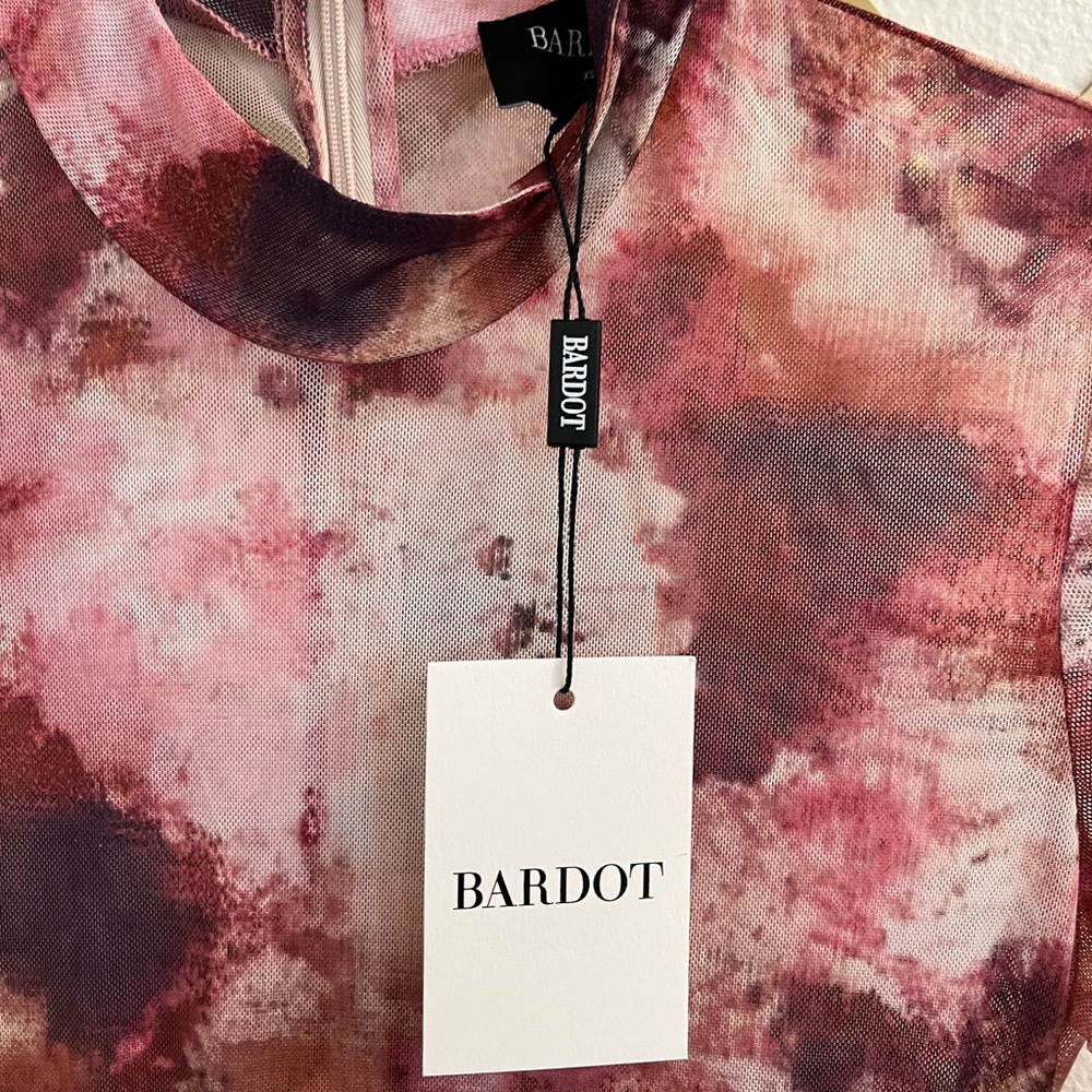 NWT Bardot Lea Tie Dye Mesh Long Sleeve Dress Extra Small - Picture 10 of 15